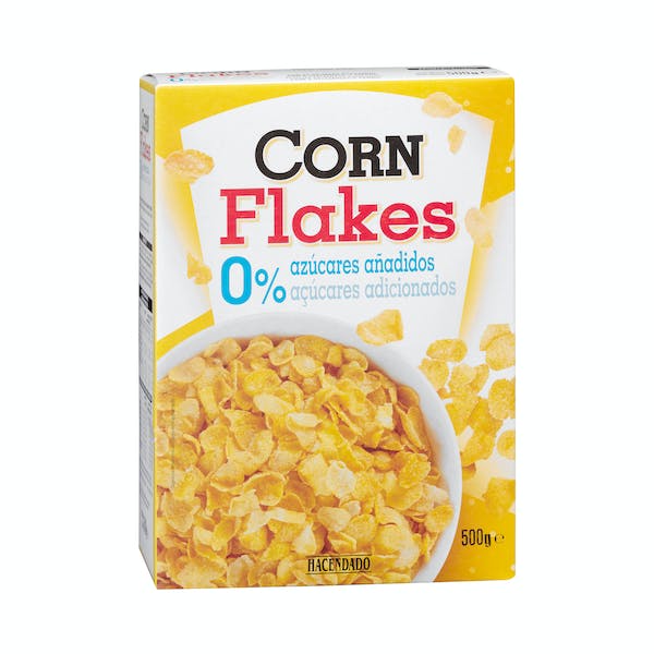Cereales copos de maíz Corn Flakes Hacendado 0% azúcares añadidos