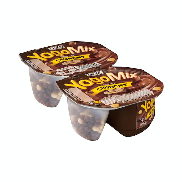 Yogur de chocolate YogoMix Crunchy Hacendado con bolitas chocolateadas